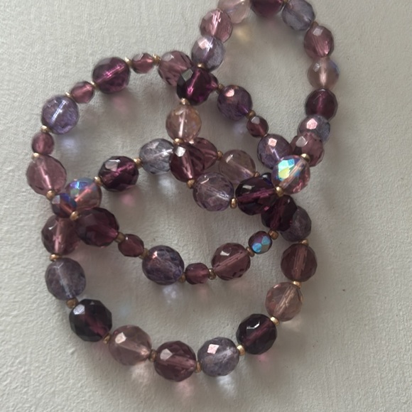 Purple & Lavender Glass Bead Necklaces with Enhancer & Bracelets by Joan Rivers - Picture 3 of 6